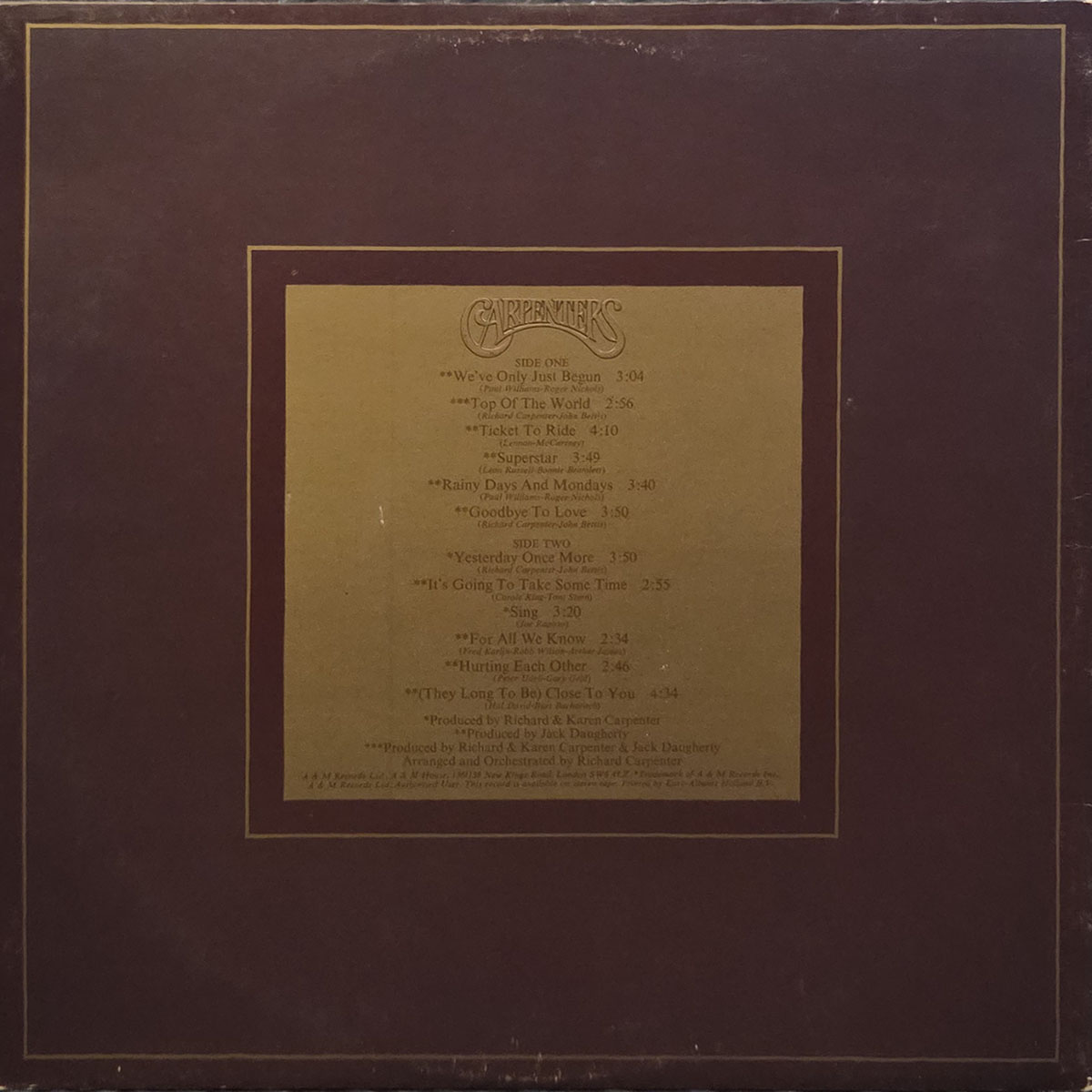 The singles 1969-1973 - CARPENTERS Płyta winylowa LP - Vinylhouse - sklep z muzyką na płytach winylowych