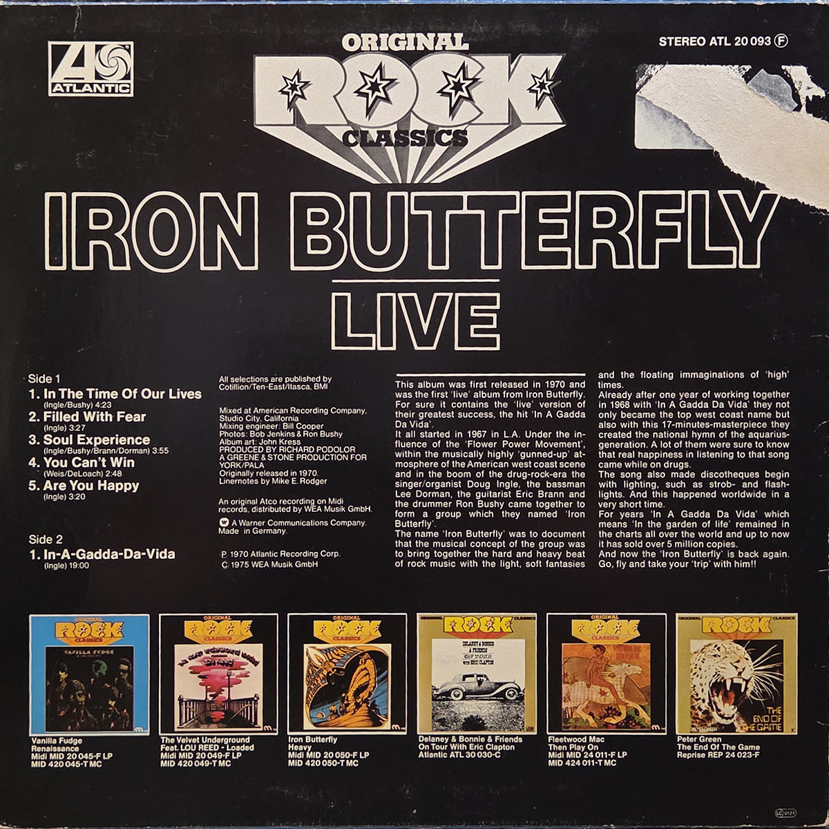 Live - IRON BUTERFLY Płyta winylowa LP - Vinylhouse - sklep z muzyką na płytach winylowych