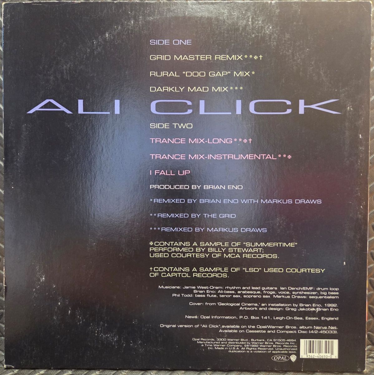Ali click - BRIAN ENO Płyta winylowa MAXI SINGIEL 12' - Vinylhouse - sklep z muzyką na płytach winylowych