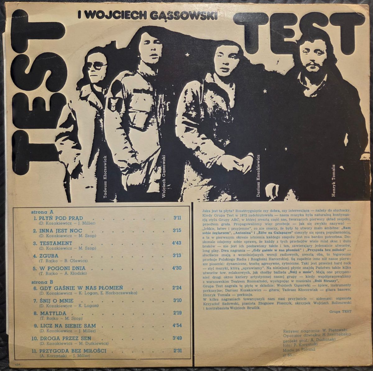 Test - TEST  I WOJCIECH GĄSSOWSKI Płyta winylowa LP - Vinylhouse - sklep z muzyką na płytach winylowych